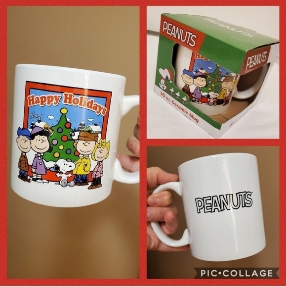 NWT Peanuts "HAPPY Holidays" Oversized Coffee Mug - Picture 1 of 8